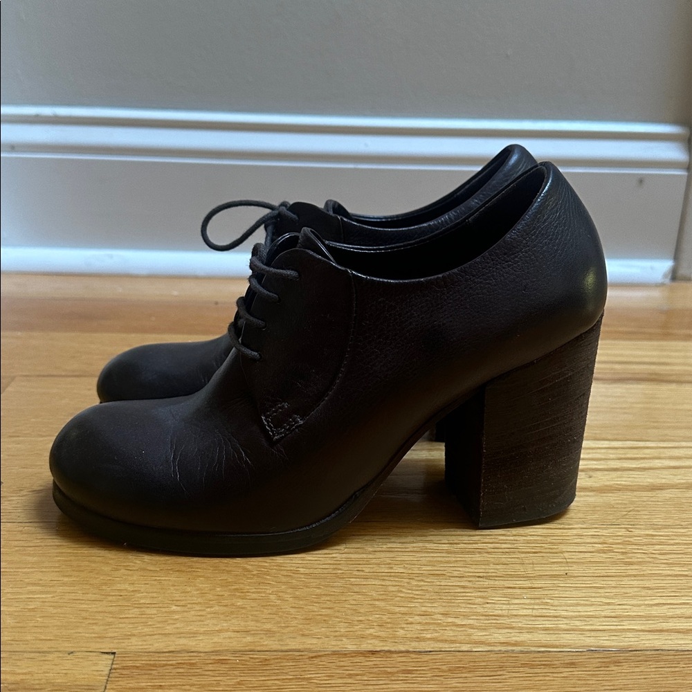 Strategia Block Heel Lace-up Brown Pumps Made in Italy like new - Picture 4 of 4